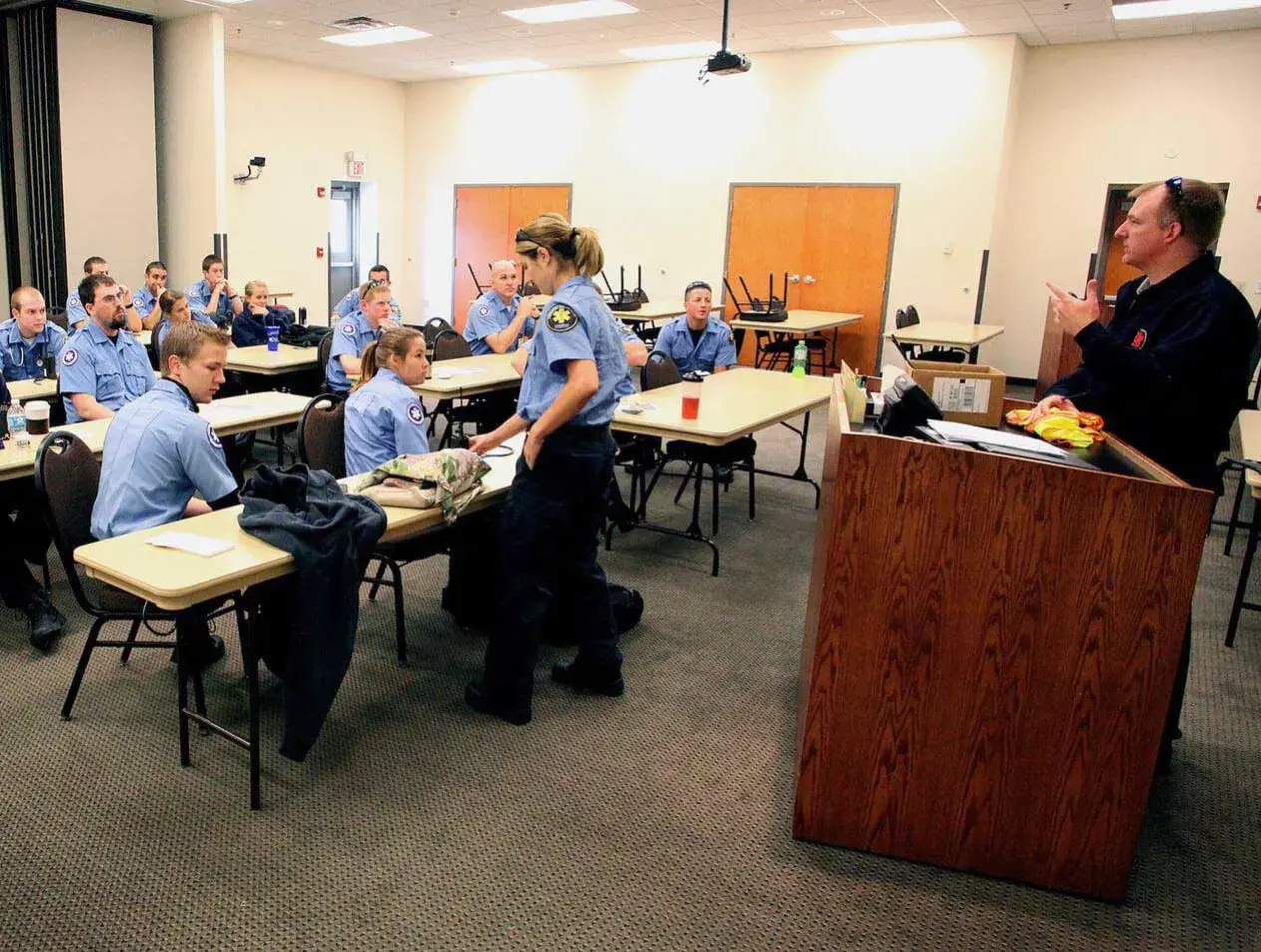 EMS faculty leading a continuing education course