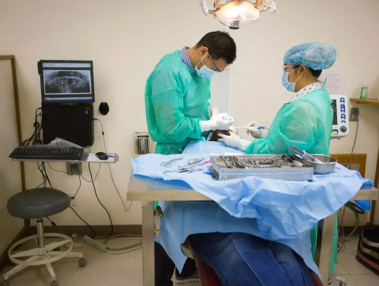 Dental work on patient