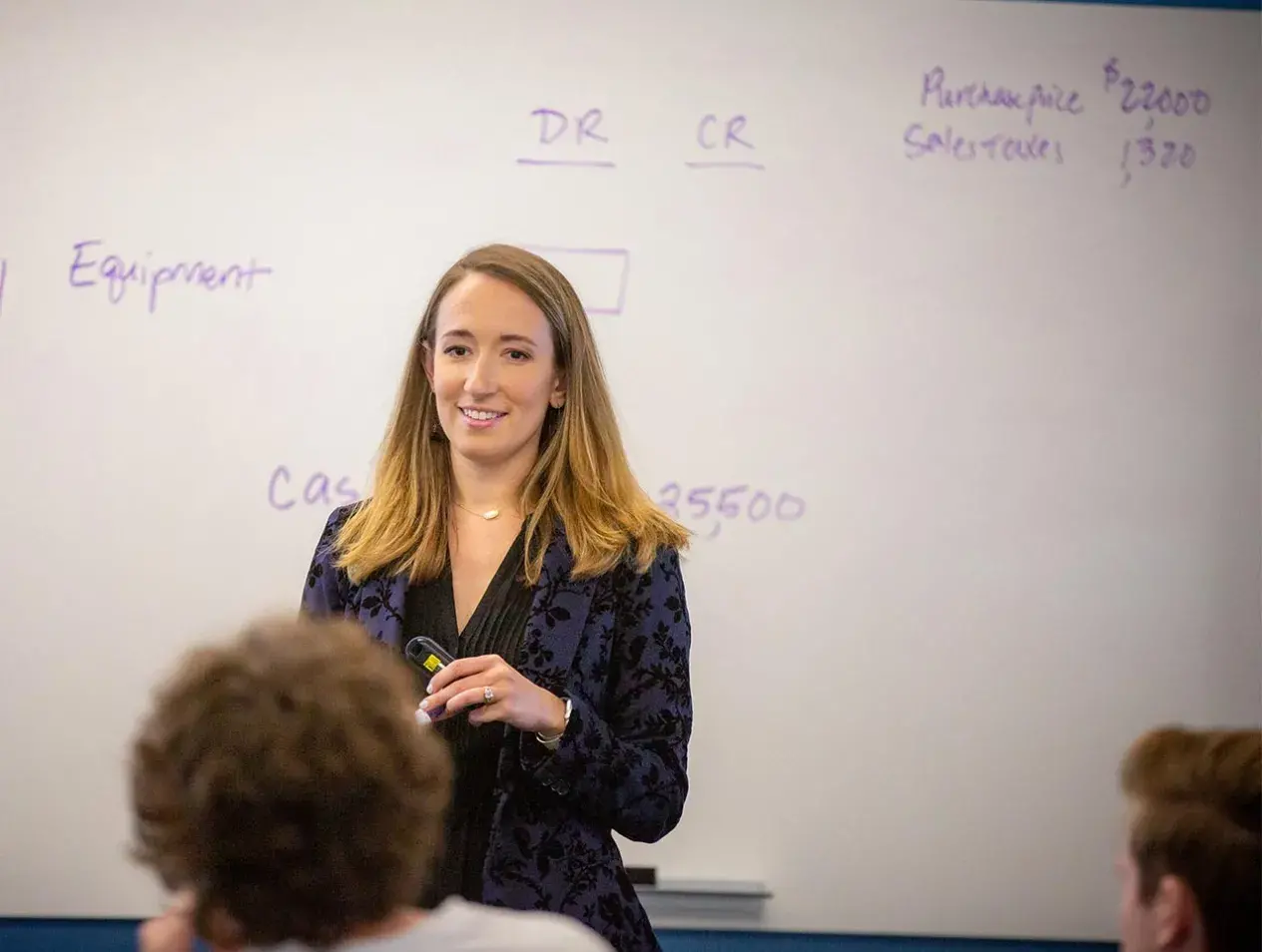 accounting professor at whiteboard