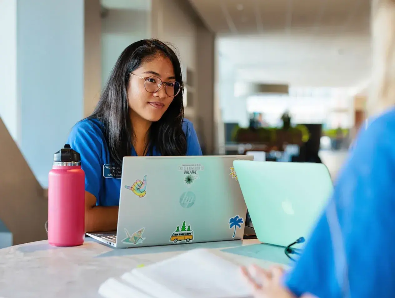 Nursing students studying together.