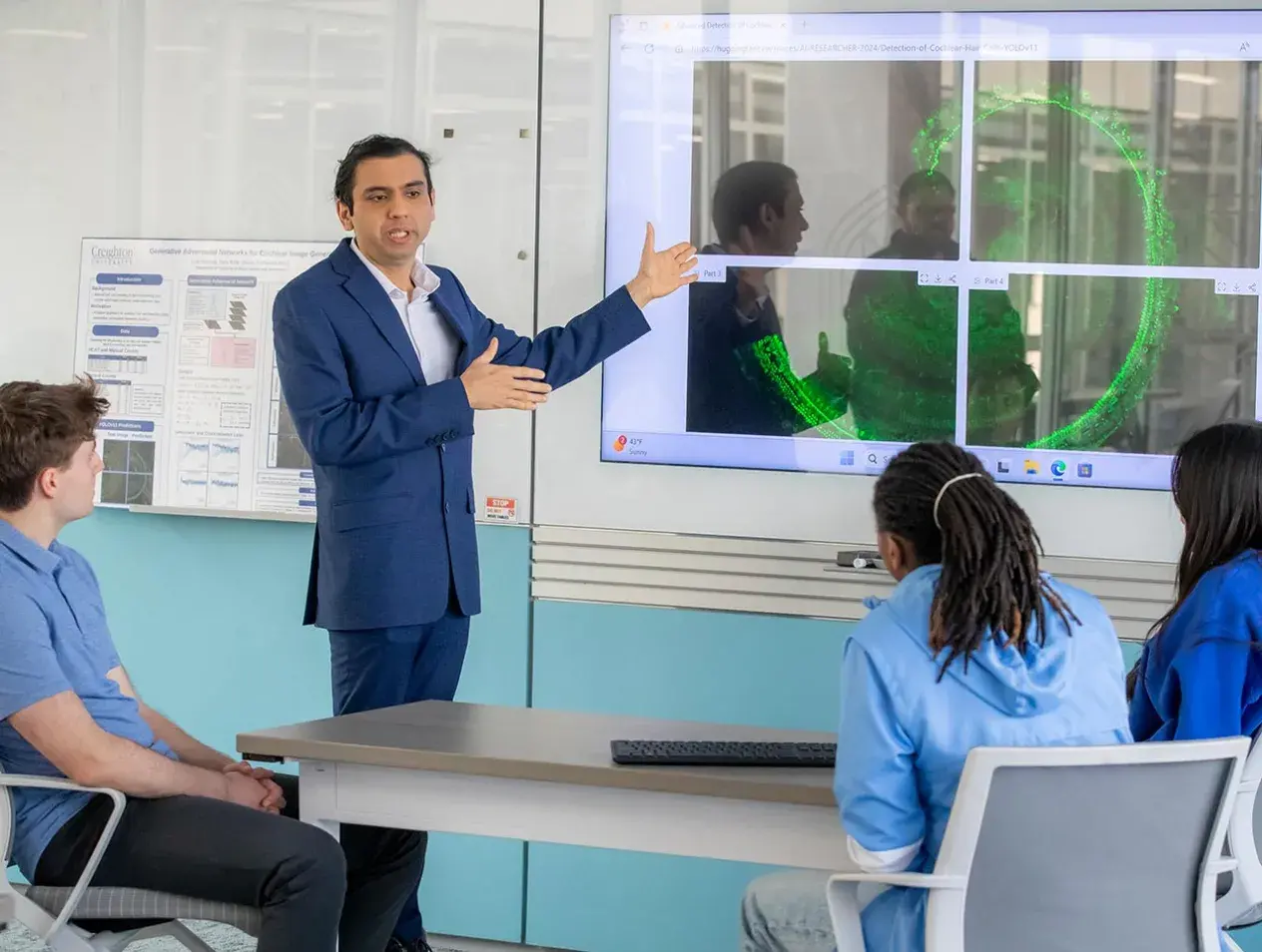 Dr. Fernandes presenting to students