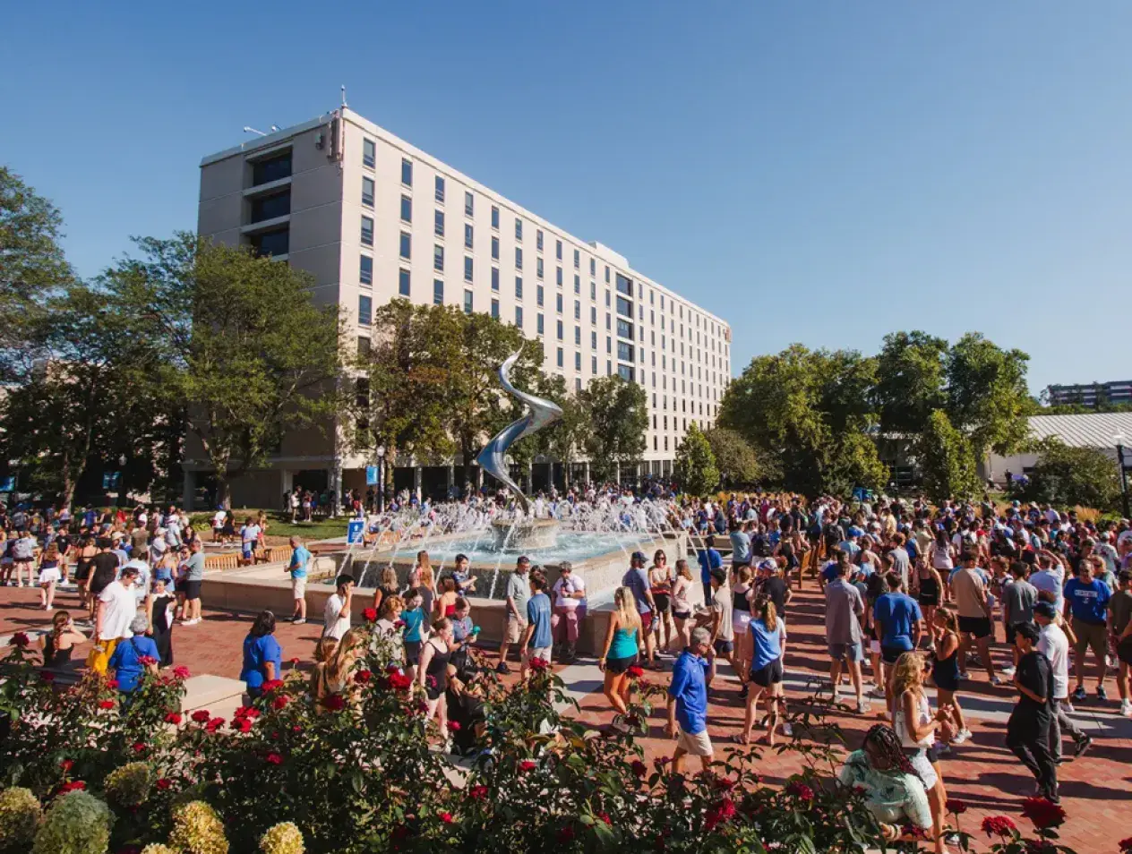 Students walking on campus