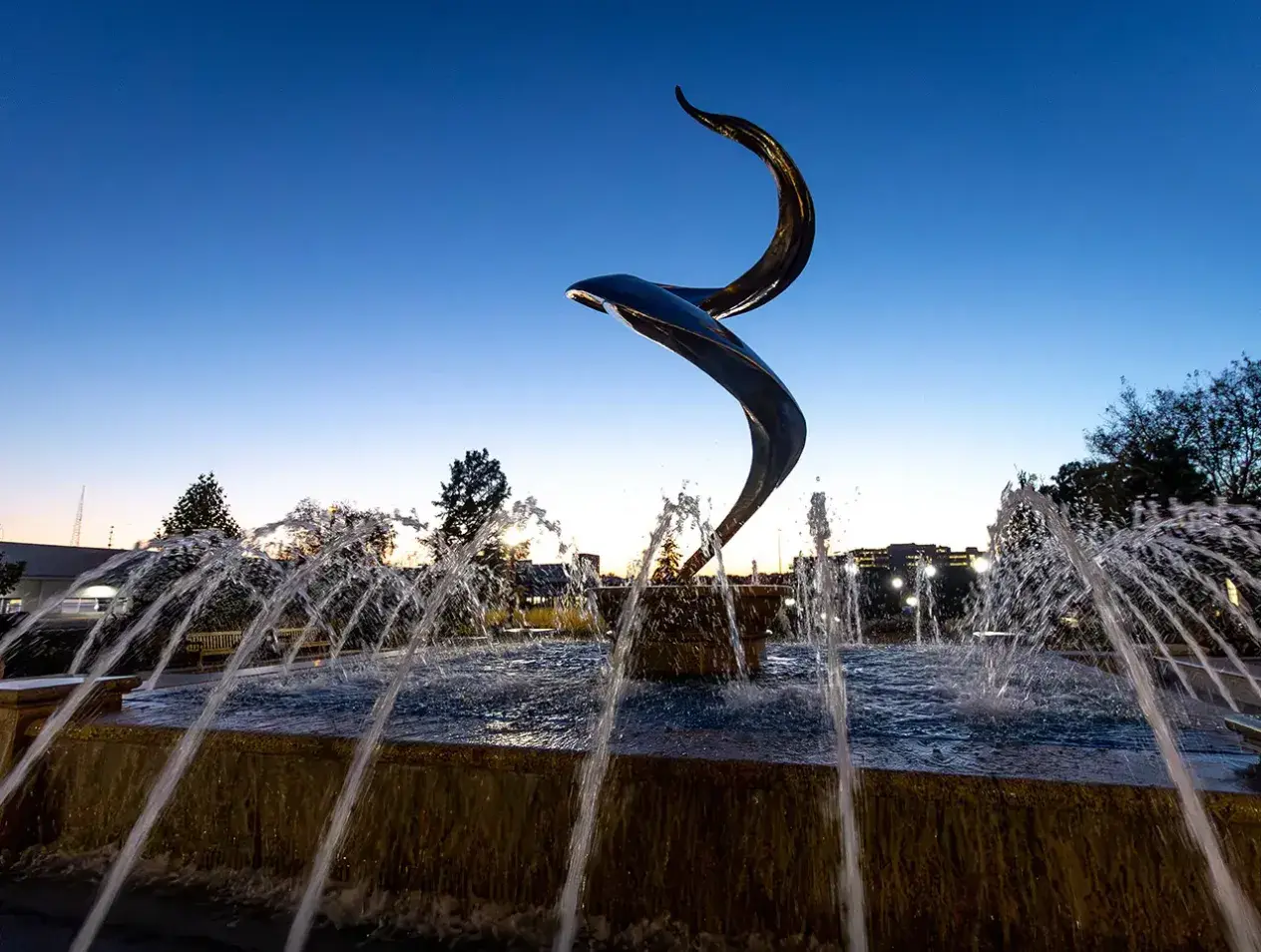 Flame fountain in morning light