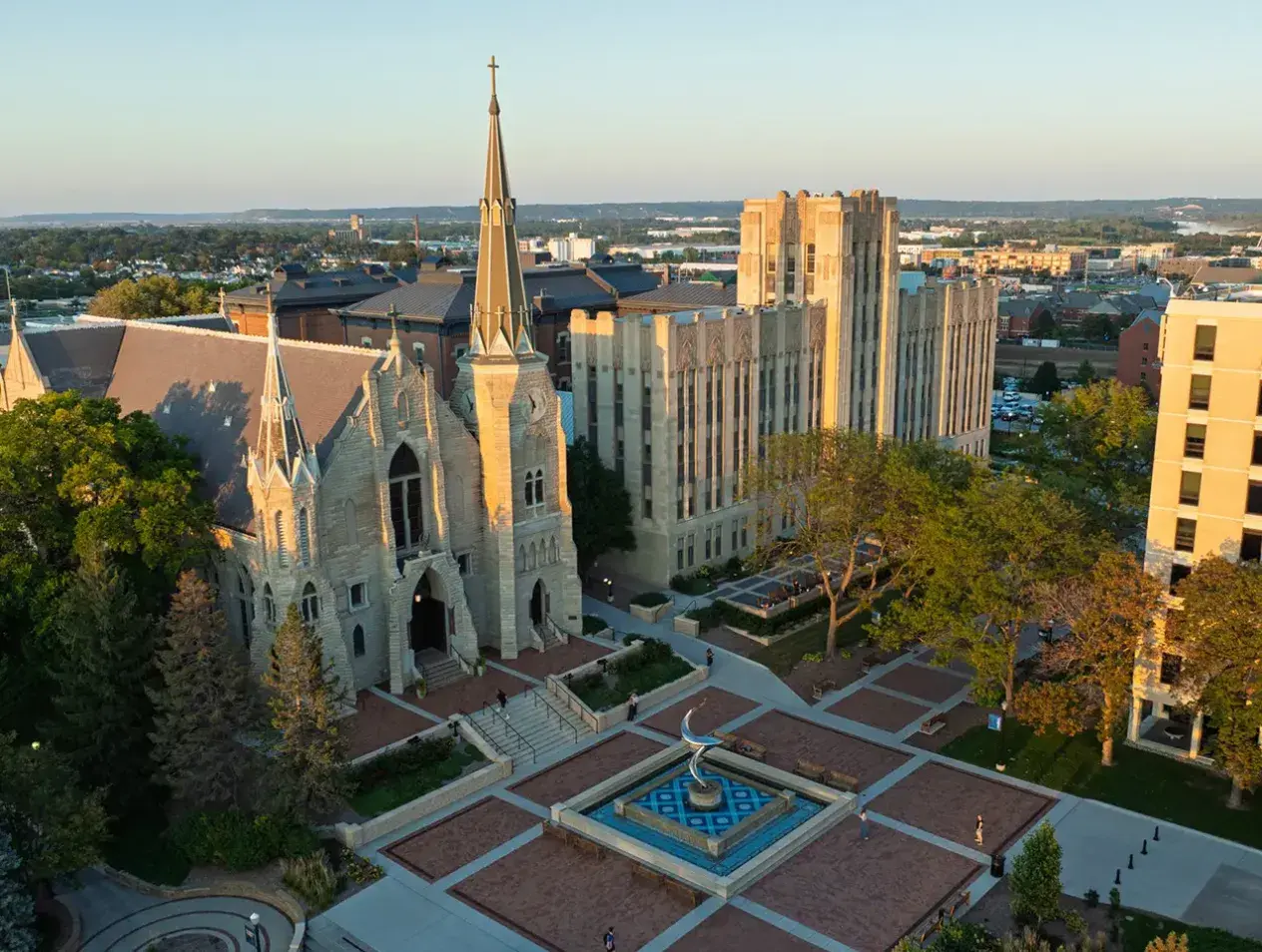 Creighton Omaha campus drone shot