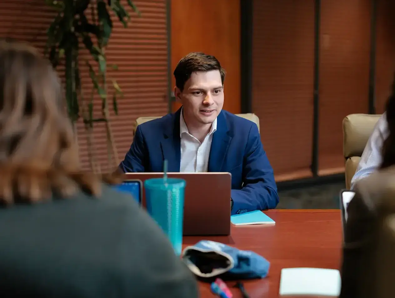 Student in interview setting