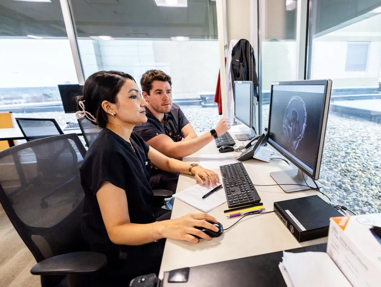 Residents utilize state-of-the-art diagnostic technology and comfortable workspaces, reflecting the program's commitment to resident satisfaction and clinical excellence.