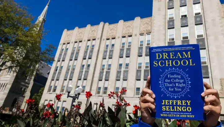 Dream School book being shown on Creighton campus