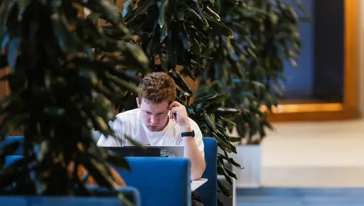 Student working on laptop