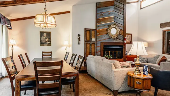 Brebeuf Cabin living and dining area