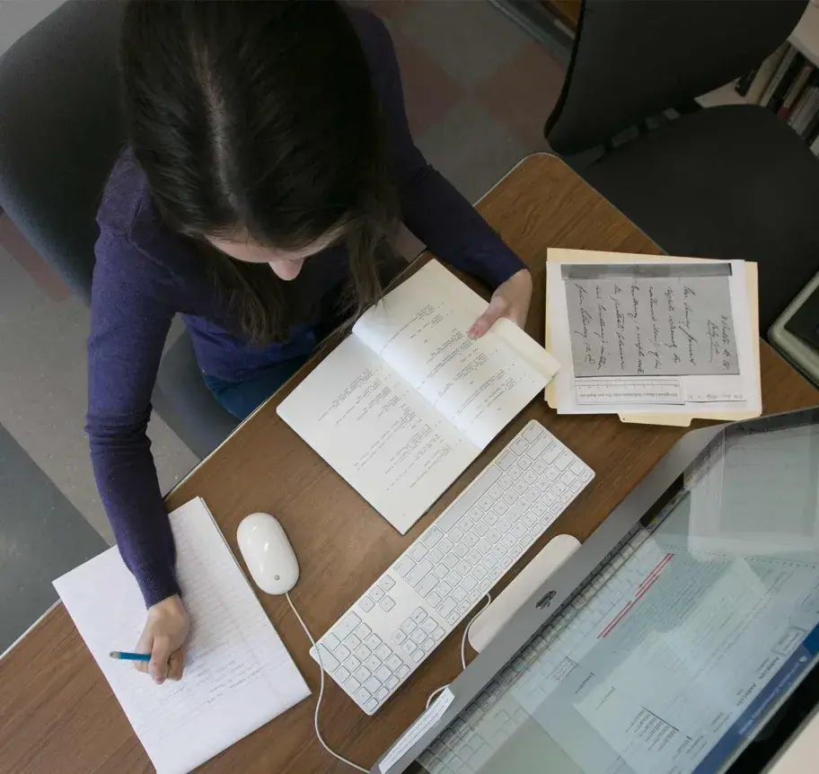 Student working alone at desk