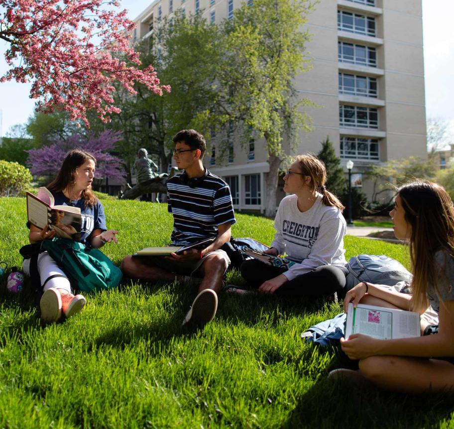 Students outdoors on Creighton campus