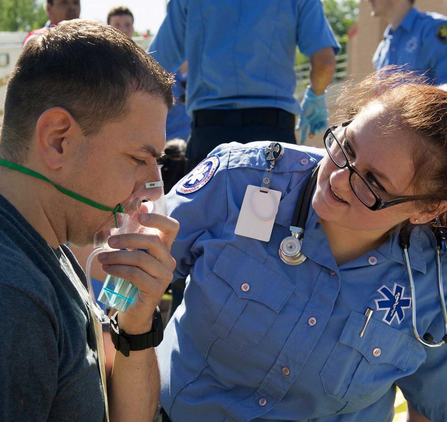 Emergency Medic attending to patient at a mock event