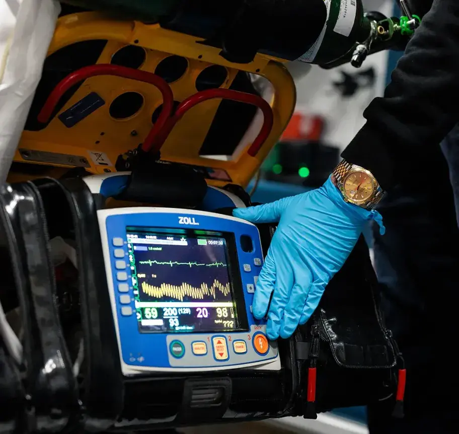 Paramedic working in ambulance