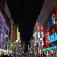 Urban area in Japan lit up at night
