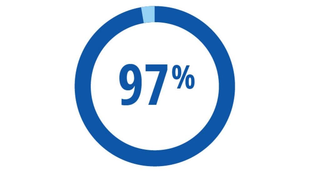 Circular graph showing 97% positive job placement rate