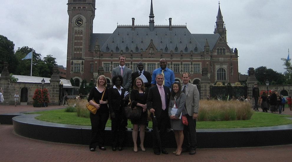 Student and faculty on the School of Law Nuremberg to the Hague study abroad trip