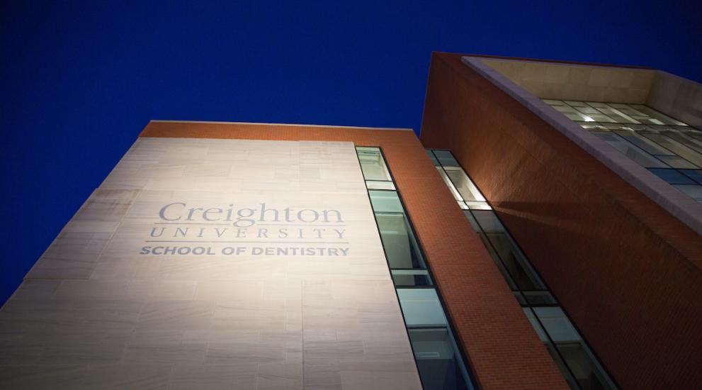 Creighton Dental building at night
