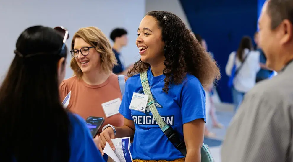 Students mingling at Admitted Student Day event