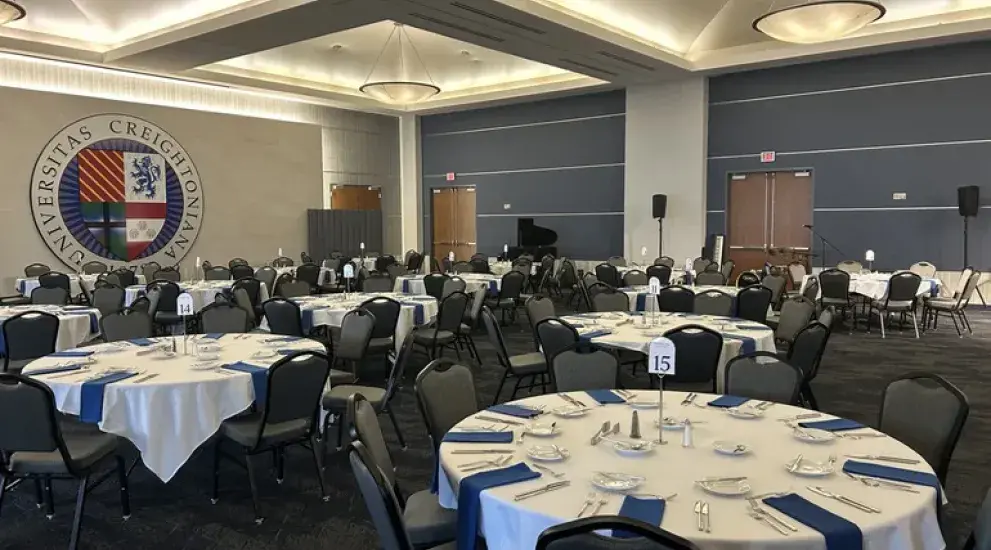 Ballroom with rounds tables.