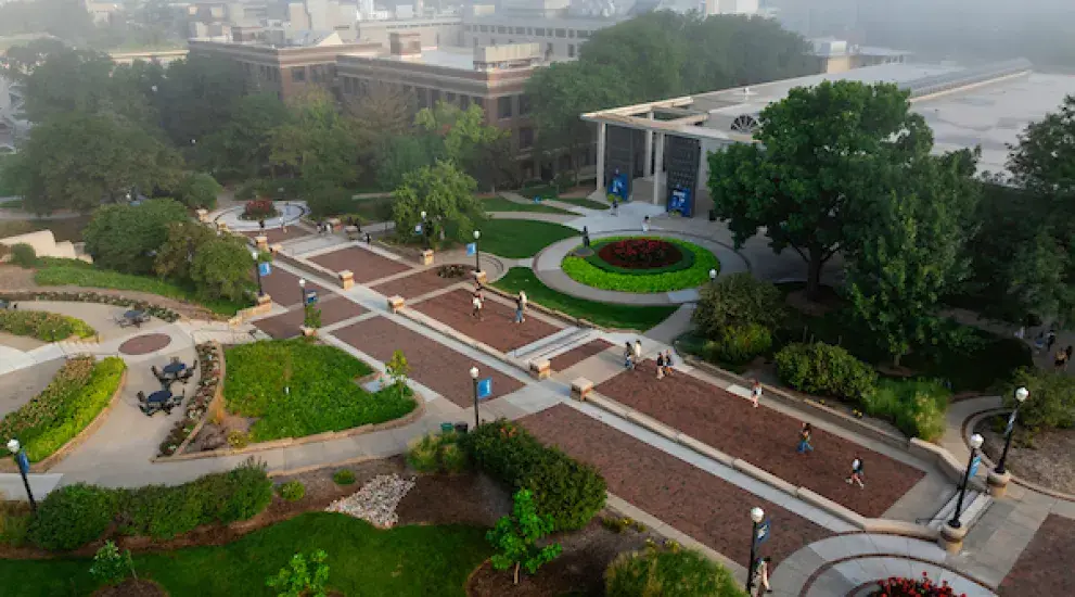drone footage of campus