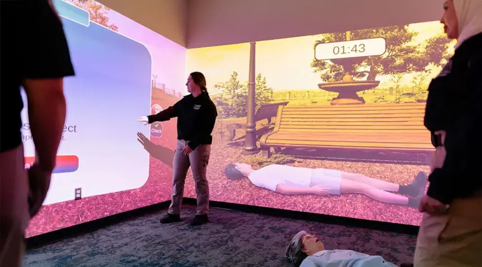 Students using simulation screens