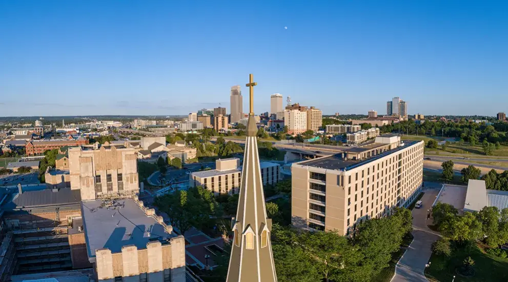 Drone shot of campus