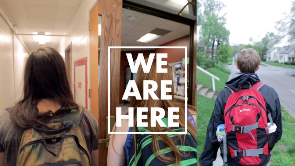 Video thumbnail featuring the backs of three students with backpacks