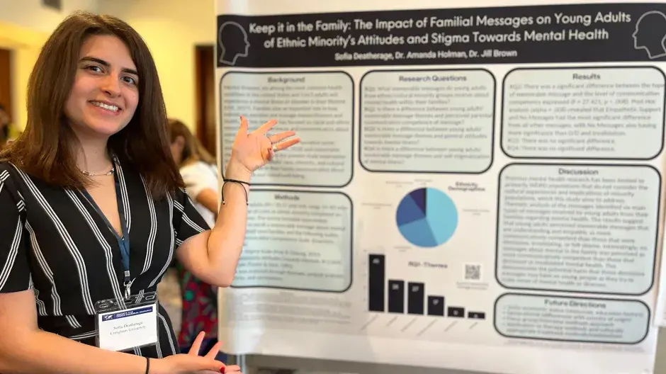 Sofia Deatherage with poster