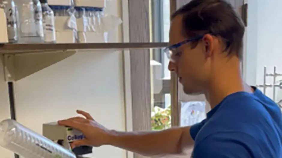 Connor Price testing in the lab.